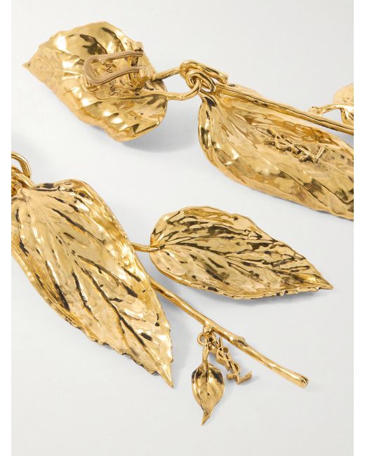 Saint Laurent Metallic Feuilles-Tone Earrings