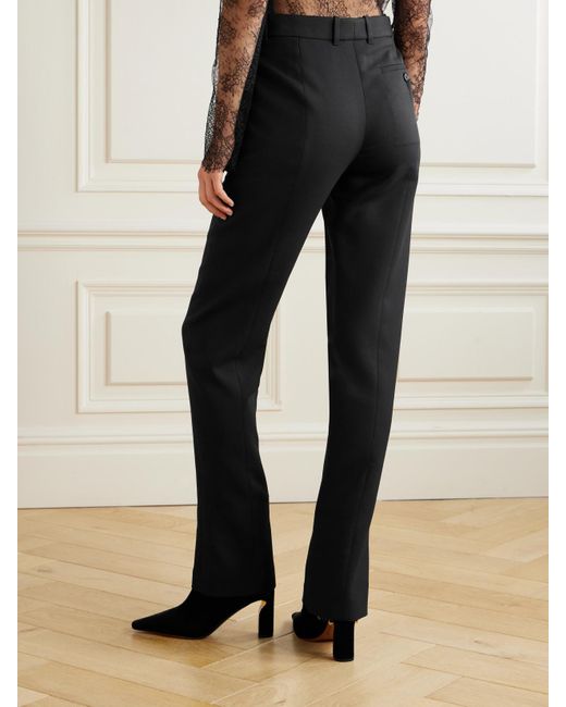 Alexander McQueen Black Wool-Blend Crepe Straight-Leg Pants