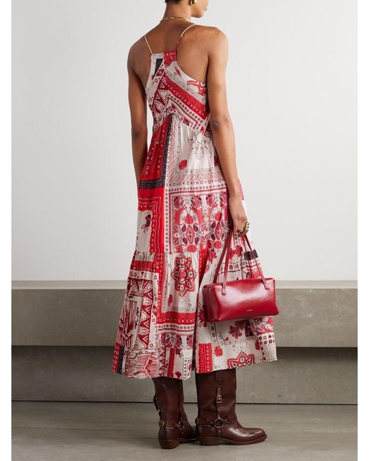 Isabel Marant Red Saba Printed Cotton-Voile Maxi Dress