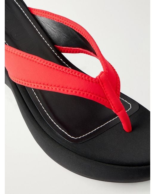Staud Red Remy Woven Wedge Sandals