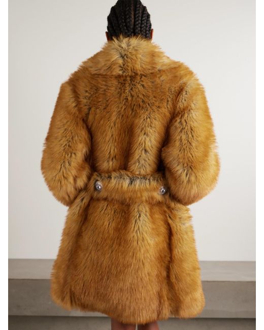 Rabanne Brown Oversized Embellished Plush Coat