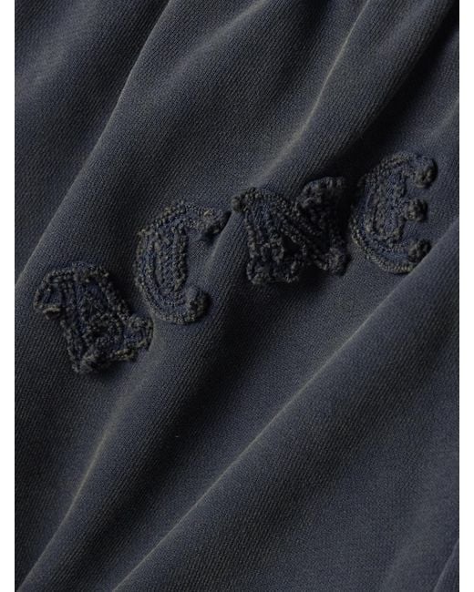 Acne Blue Appliquéd Cotton-Jersey Wide-Leg Track Pants