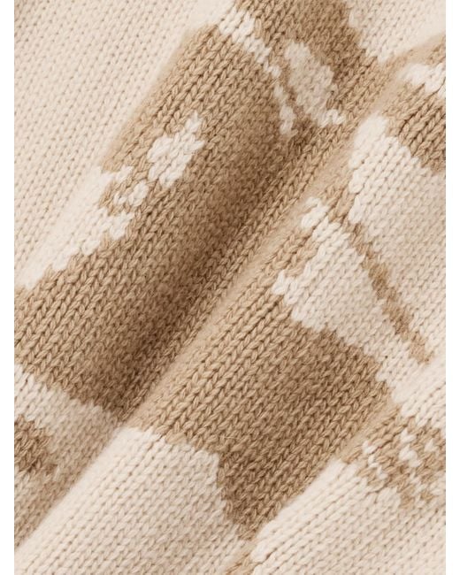 Burberry Natural Pullover Aus Einer Kaschmir-Wollmischung Mit Intarsienmotiv