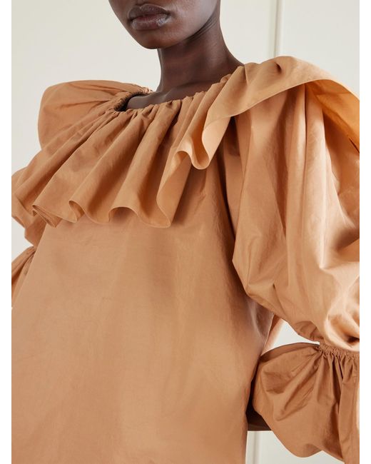 Chloé Natural Ruffled Cotton-Poplin Top