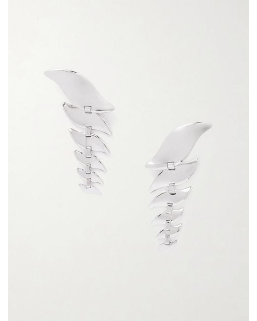 Khaite White Leaf-Tone Earrings