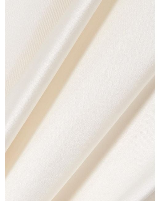 Sa Su Phi White Tuxedo Open-Back Draped Silk-Blend Satin-Trimmed Wool Maxi Dress