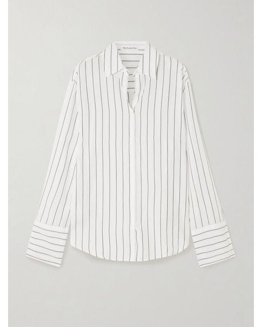 Frankie Shop White Helen Striped Lyocell Shirt