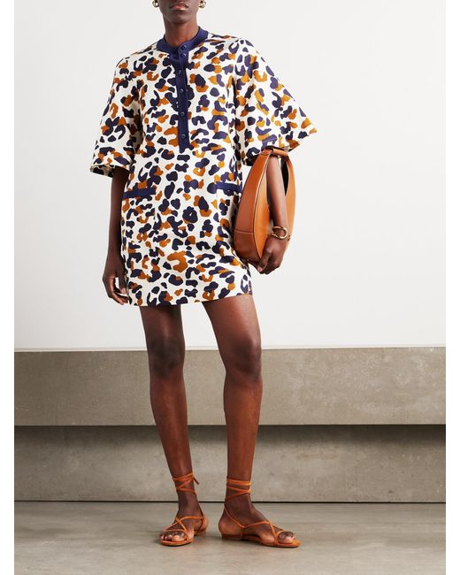 Eres Blue Coquillage Marée Printed Cotton And Silk-Blend Twill Coverup
