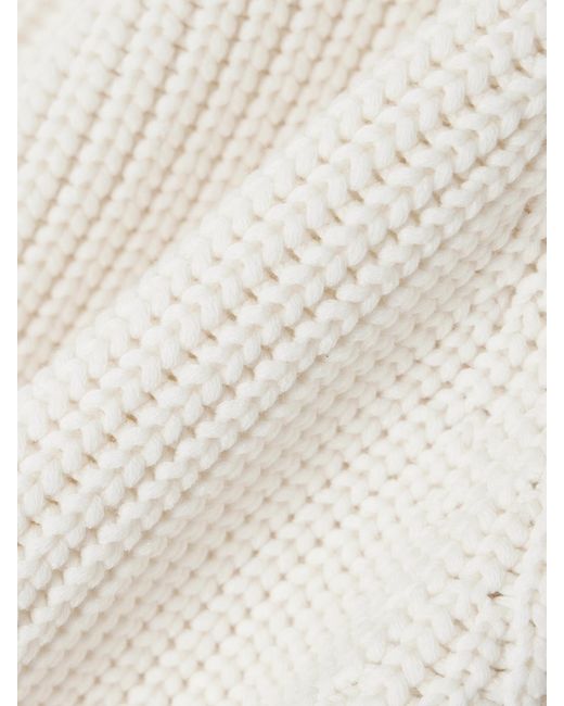 Sportmax White Balloon Cropped Ribbed Cotton-Blend Sweater
