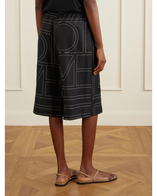 Totême Black Embroidered Silk Shorts