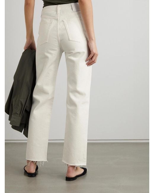 Totême  White Net Sustain Classic Cut High-Rise Straight-Leg Organic Jeans