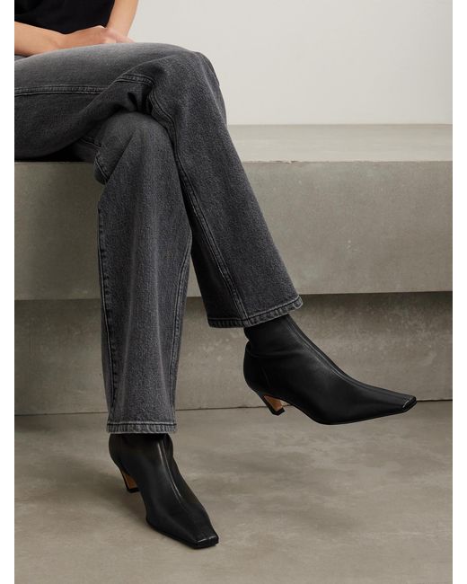 Khaite Black Arizona Leather Ankle Boots