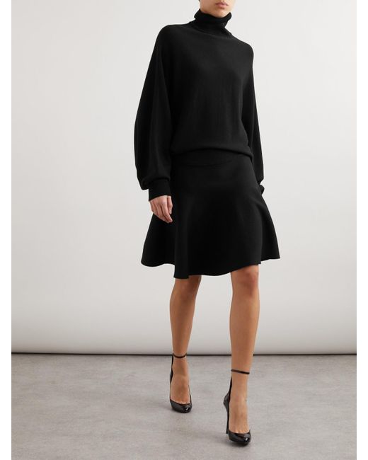 Alaïa Black Pleated Virgin Wool And Wool-Blend Turtleneck Mini Dress