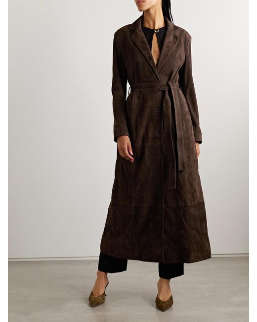 Manteau En Daim À Ceinture Vesper Nour Hammour en coloris Black