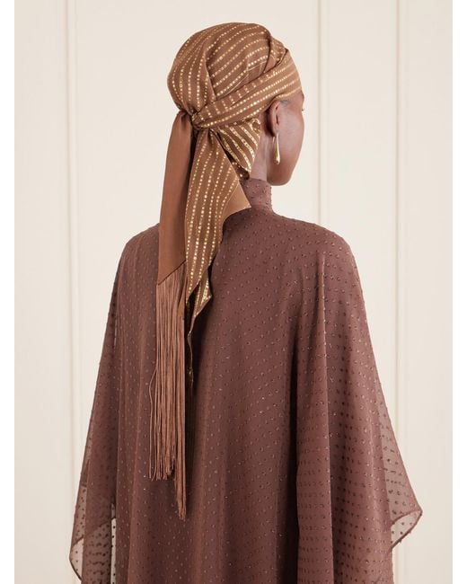 Taller Marmo Natural Casablanca Fringed Lurex Fil Coupé Silk-Blend Chiffon Scarf