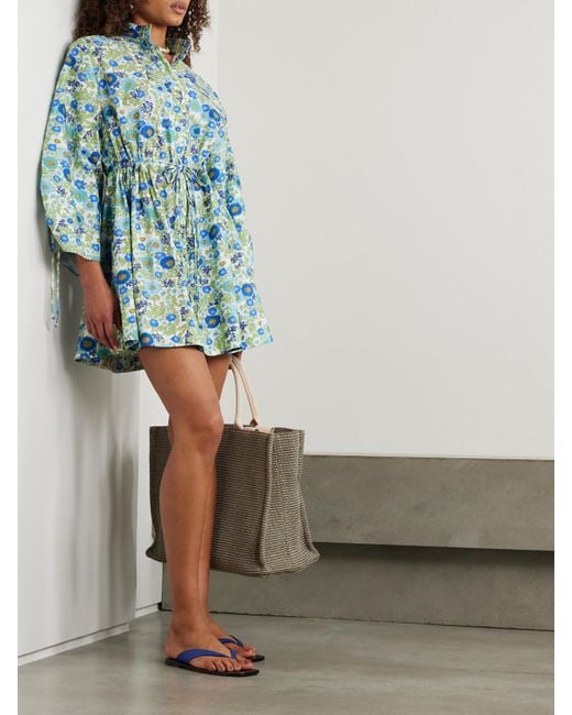 ALÉMAIS Blue Pam Floral-Print Organic Cotton-Poplin Mini Dress