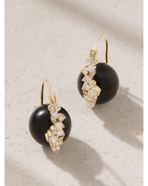Sydney Evan Natural Cocktail 14-Karat, Onyx And Diamond Earrings