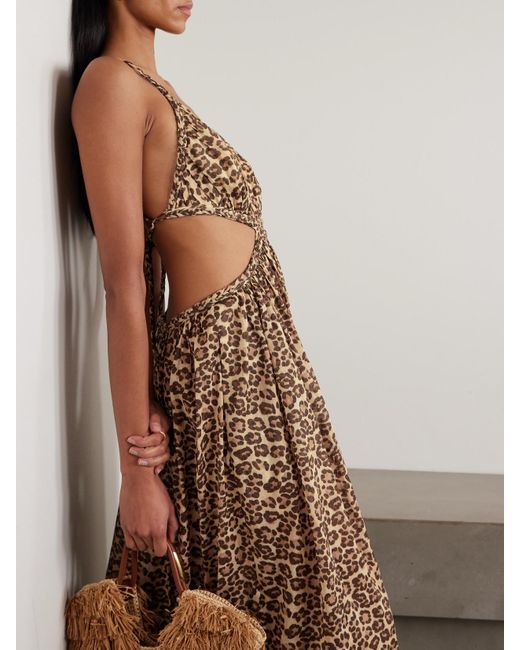 Zimmermann Natural Wanderlust Cutout Leopard-Print Cotton-Voile Maxi Dress