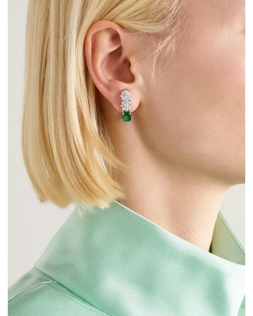 YEPREM Natural 18-Karat And, Diamond And Emerald Clip Earrings