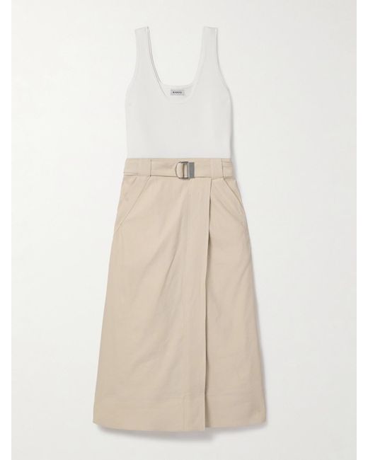 Jonathan Simkhai Natural Camden Midikleid Aus Einer Leinenmischung Und Stretch-Strick Mit Gürtel