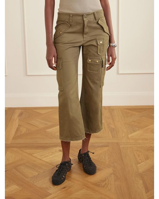 Isabel Marant Natural Josine Organic Cotton-Twill Wide-Leg Cargo Pants