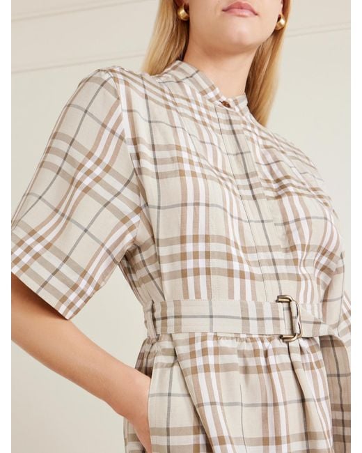 Burberry Natural Checked Woven Mini Dress