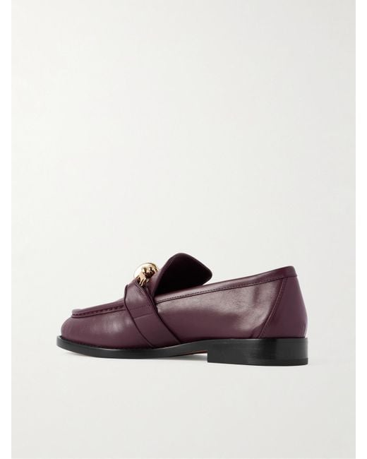 Bottega Veneta Purple Astaire Embellished Leather Loafers