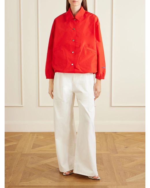 Jil Sander Red Logo-Embossed Shell Jacket