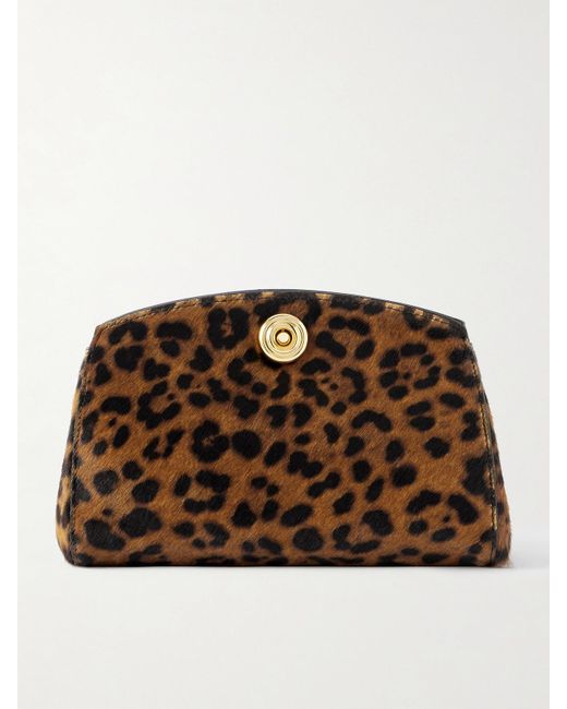 Liffner Brown Leopard-Print Calf Hair Clutch