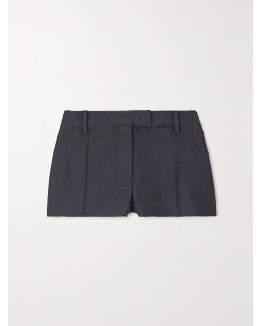 Valentino Garavani Blue Mohair And Wool-Blend Shorts