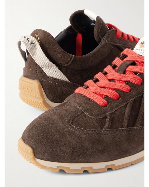 Bally Brown Quest Grosgrain-Trimmed Suede Sneakers