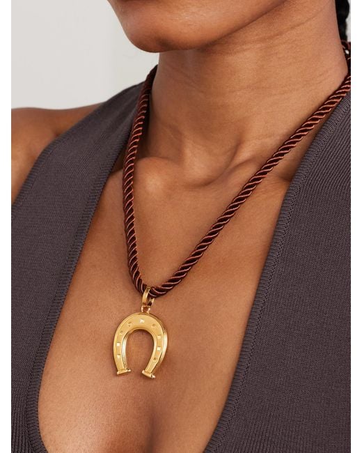 Joolz by Martha Calvo Brown Wish Me Luck-Plated And Silk Cord Necklace