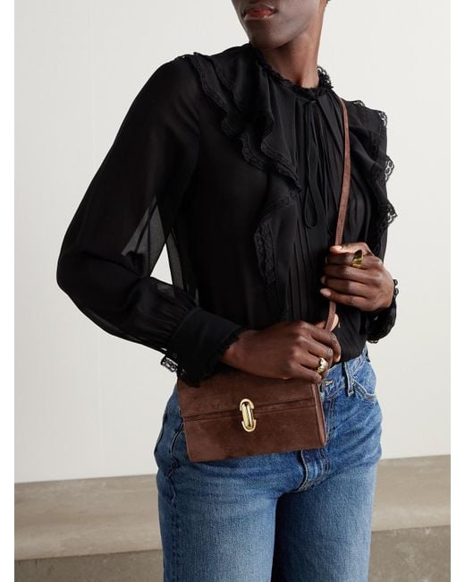 Sac Porté Épaule En Daim Symmetry 19 SAVETTE en coloris Brown