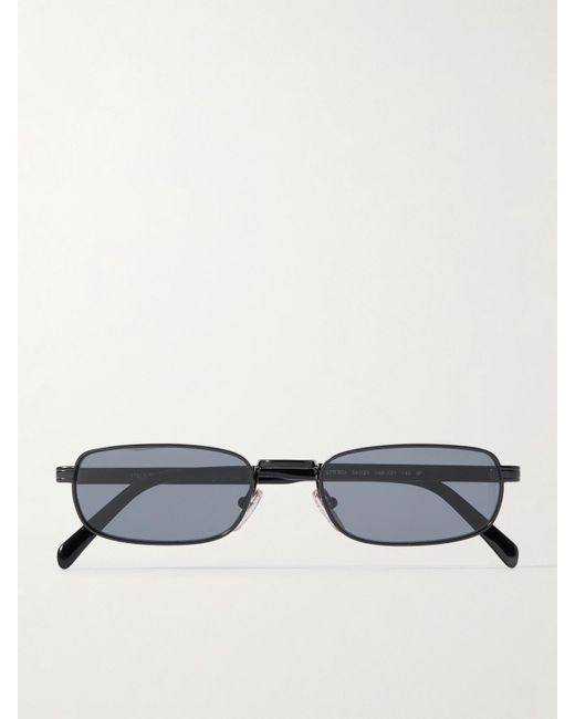 Prada Black Rectangle-Frame Metal Sunglasses