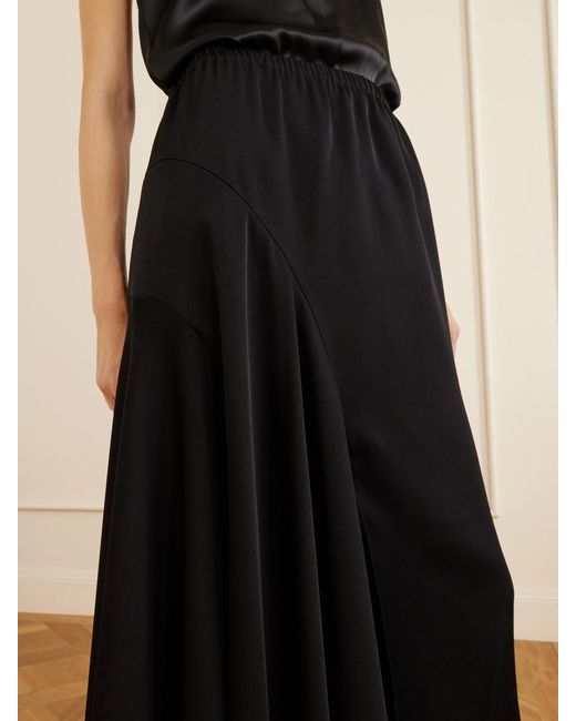 Sharon Wauchob Black Tria Asymmetric Duchesse-Satin Midi Skirt