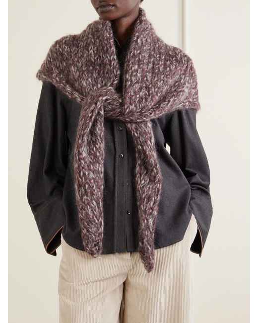 Brunello Cucinelli Red Mohair-Blend Poncho