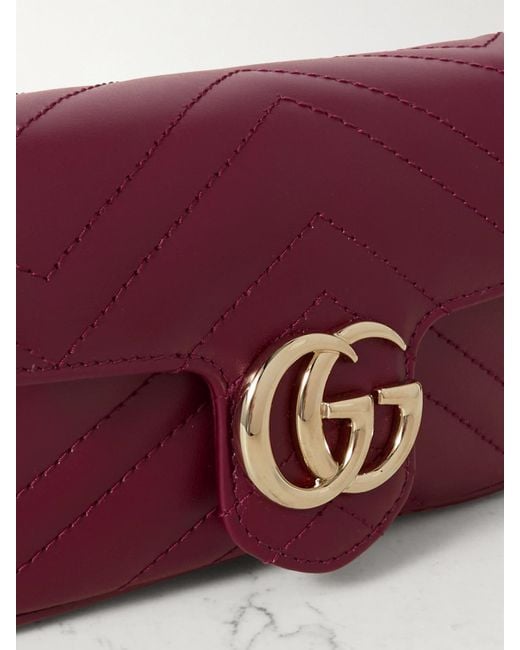Sac Porté Épaule En Cuir À Surpiqûres Gg Marmont 2.0 Mini Gucci en coloris Red