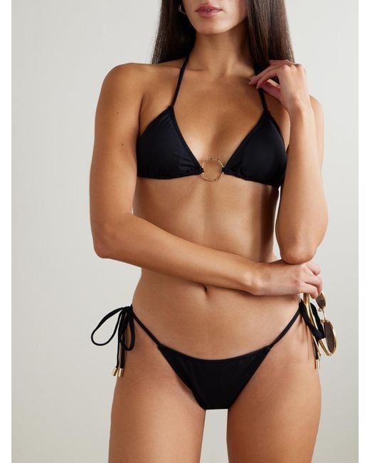 Melissa Odabash Blue Miami Embellished Triangle Bikini Top