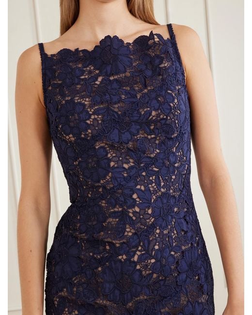 Self-Portrait Blue Scalloped Lace Midi Dress
