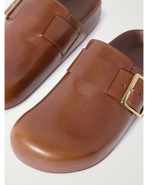 Loewe Brown Ease Buckled Leather Mules