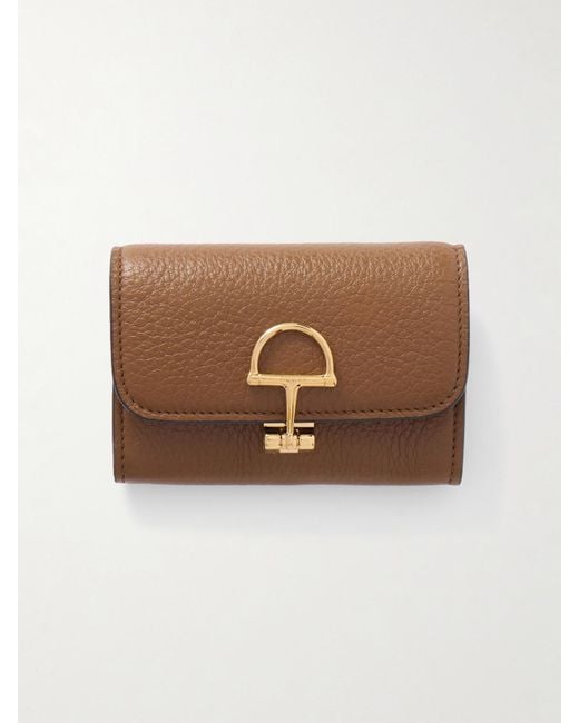 Gucci Brown Softbit Kartenetui Aus Strukturiertem Leder