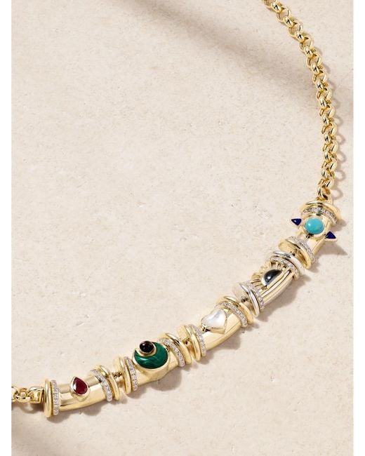 L'Atelier Nawbar Natural Milky Way Kette Aus 18 Karat Mit Mehreren Steinen