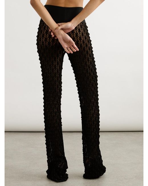 Alaïa Black Open-Knit Straight-Leg Pants