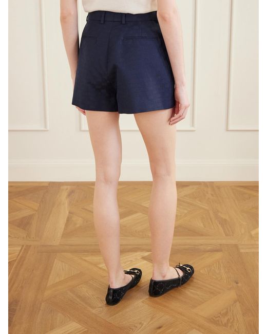 Gucci Blue Twill Jacquard Shorts