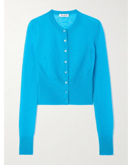 Alaïa Blue Cardigan Aus Einer Mohairmischung