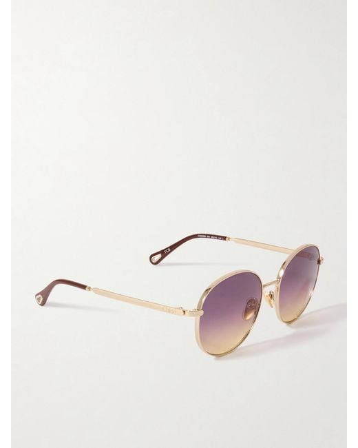 Chloé Purple Aly Round-Frame-Tone Sunglasses