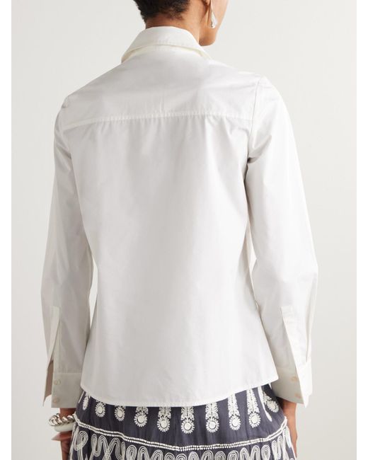 Emporio Sirenuse White Cassandra Hemd Aus Popeline Aus Einer Baumwollmischung Mit Zierperlen Und Stickereien