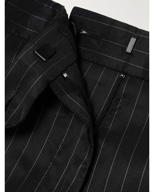 Acne Black Pinstriped Taffeta Straight-Leg Pants