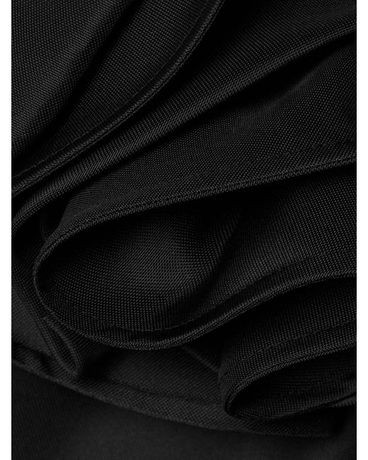 Carolina Herrera Black One-Sleeve Ruffled Silk-Gazar Top