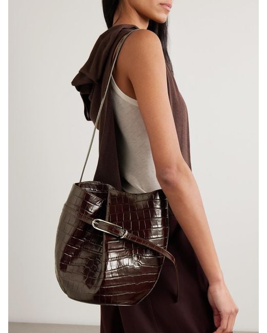 Sac Seau En Cuir Glacé Effet Croco À Boucle Liffner en coloris White